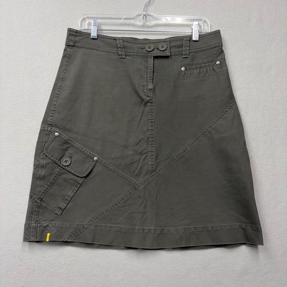 Lole Cargo Skirt Women 8 Gray Mini A-Line Asymmetrical Utility Pockets Stretch